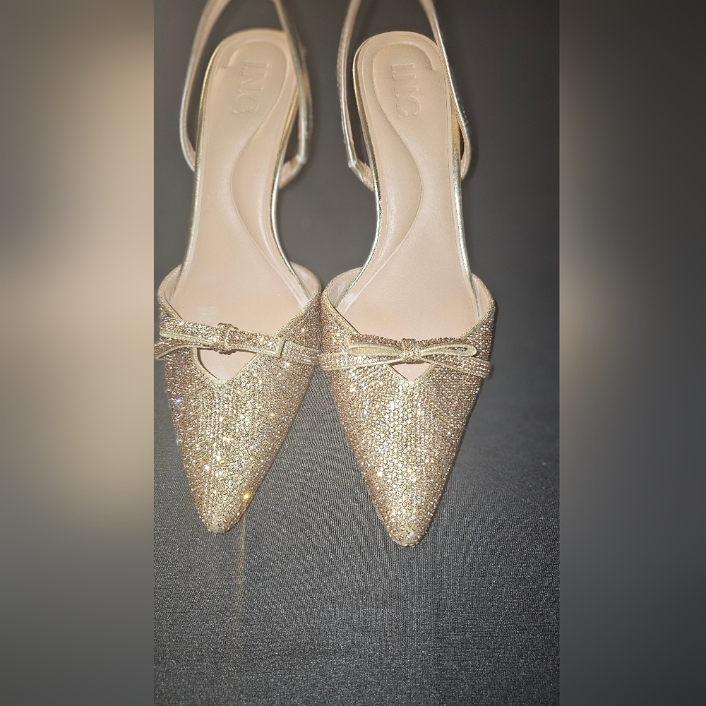 INC Elegant Gold Women's Slingback Heels